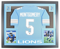 David Montgomery Signed Custom Framed Jersey Display – Beckett Certified