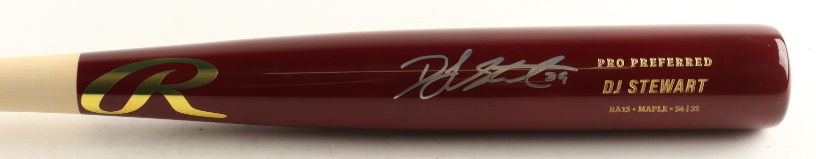 DJ Stewart Signed Rawlings Player Model Baseball Bat – Baltimore Orioles | JSA C