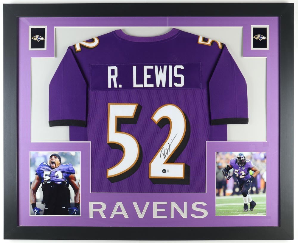 🏈 Ray Lewis Signed Custom Framed Jersey Display – Beckett Certified