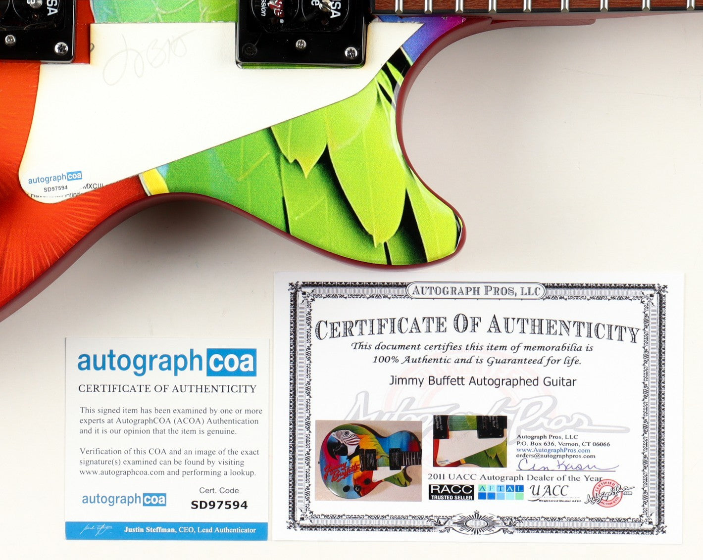 Jimmy Buffett Margaritaville Autographed Custom Epiphone Guitar - ACOA