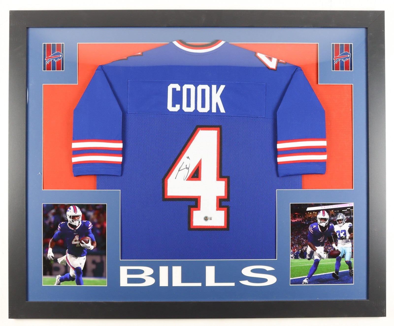 James Cook Signed Custom Framed Jersey Display – Beckett Certified