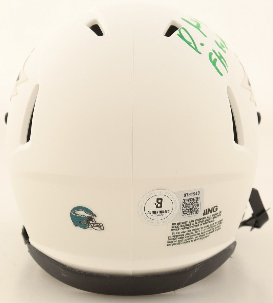 DeVonta Smith Signed Eagles Lunar Eclipse Alternate Speed Mini Helmet Inscribed