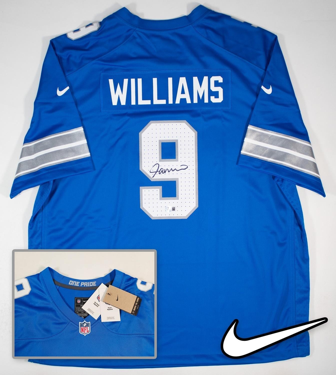Jameson Williams Signed Detroit Lions Nike Engineered NFL Replca Jersey - Becket