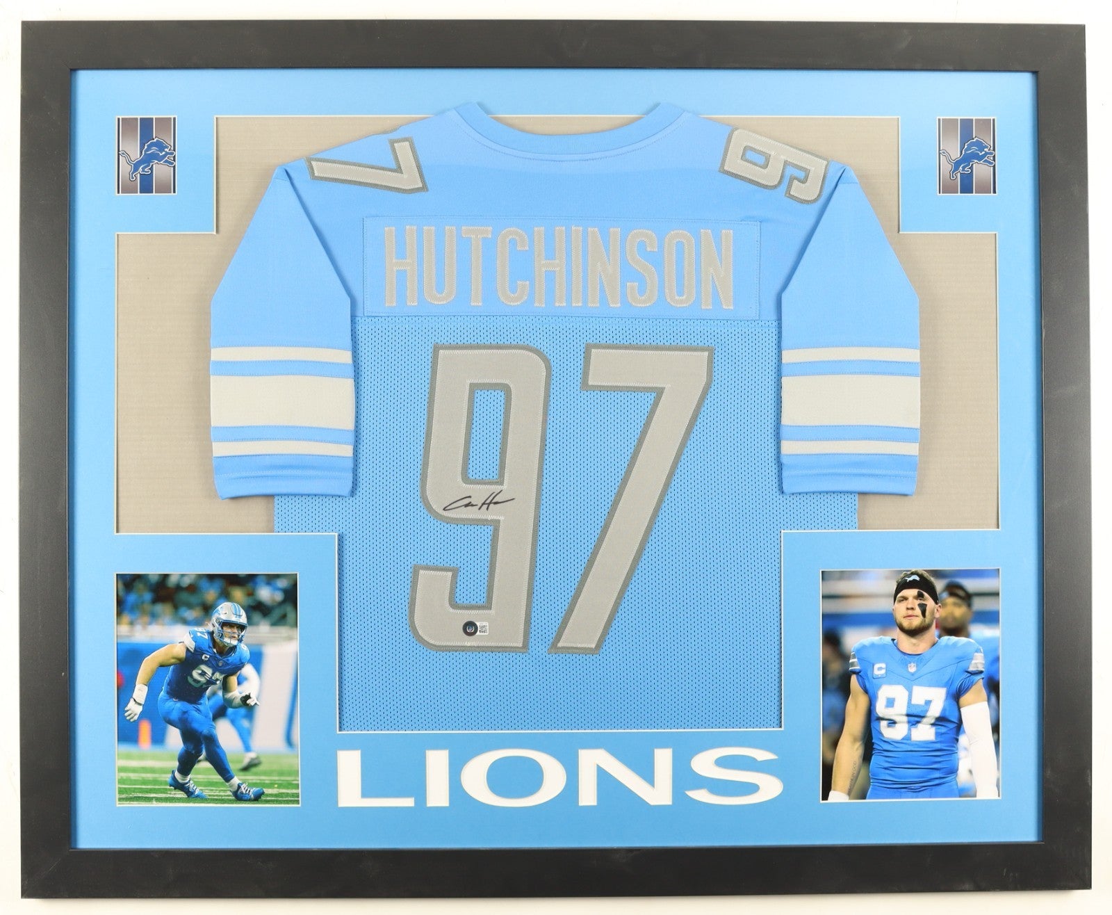 AIDAN HUTCHINSON Signed/Autographed Custom Jersey in 35x43 Frame  - Beckett/BAS