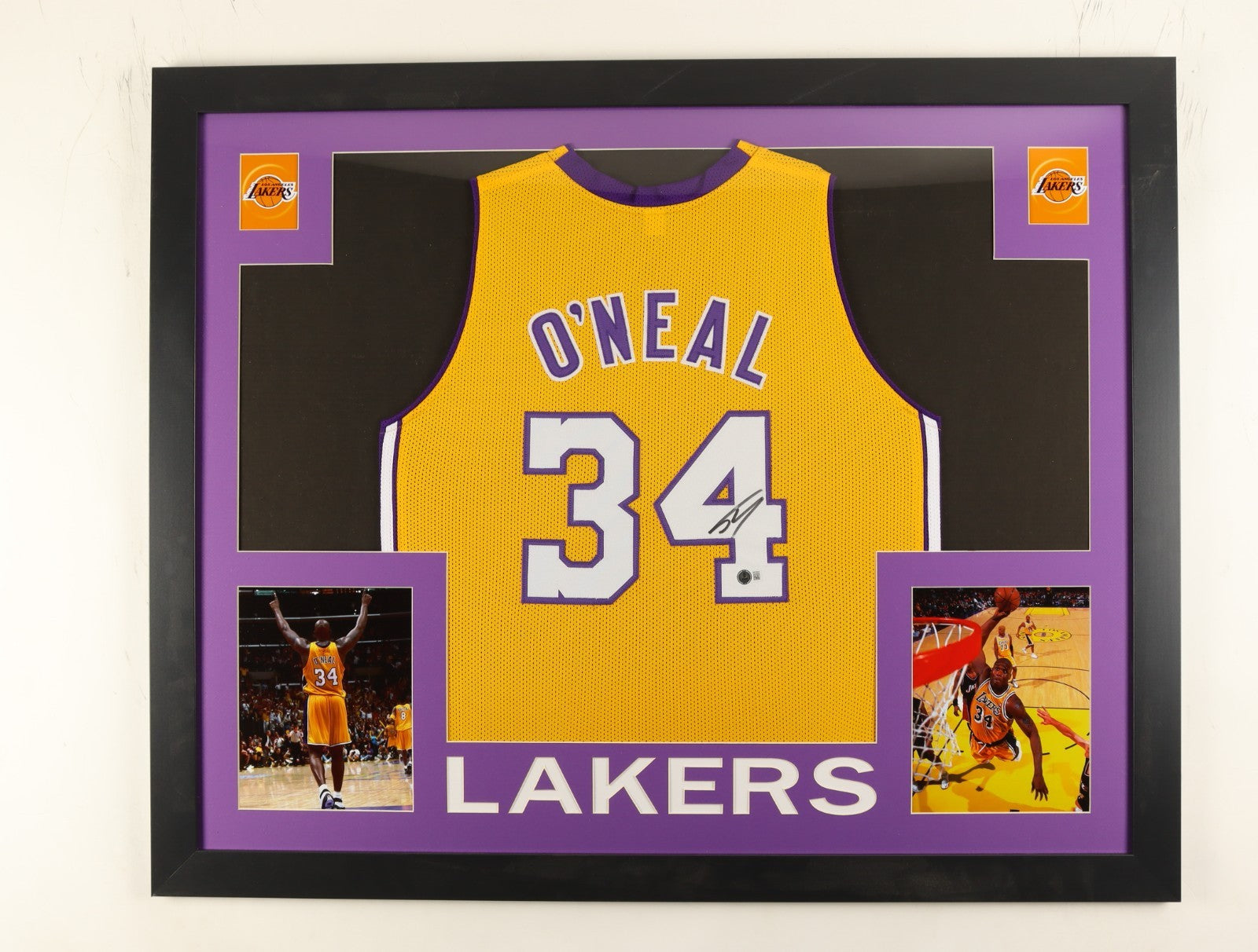 SHAQUILLE O'NEAL SHAQ Signed/Autographed Custom Jersey Framed 35x43 - Beckett