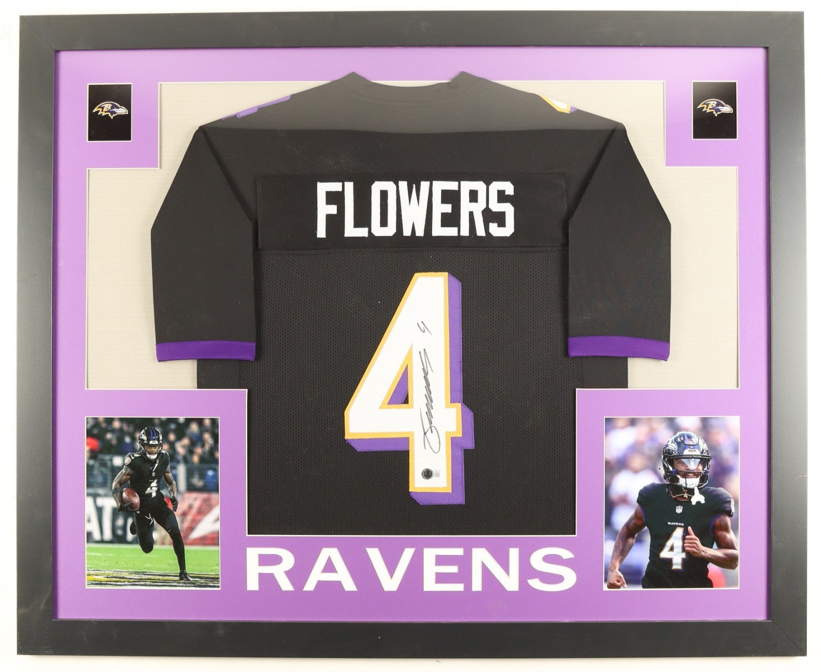 ZAY FLOWERS Signed/Autographed Custom Jersey in 35x43 Frame  - Beckett