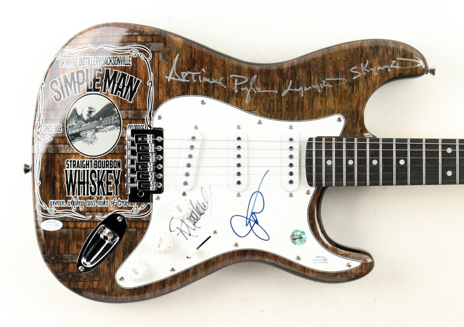 Johnny Van Zant, Rickey Medlocke & Artimus Pyle Signed Custom Guitar (ACOA)