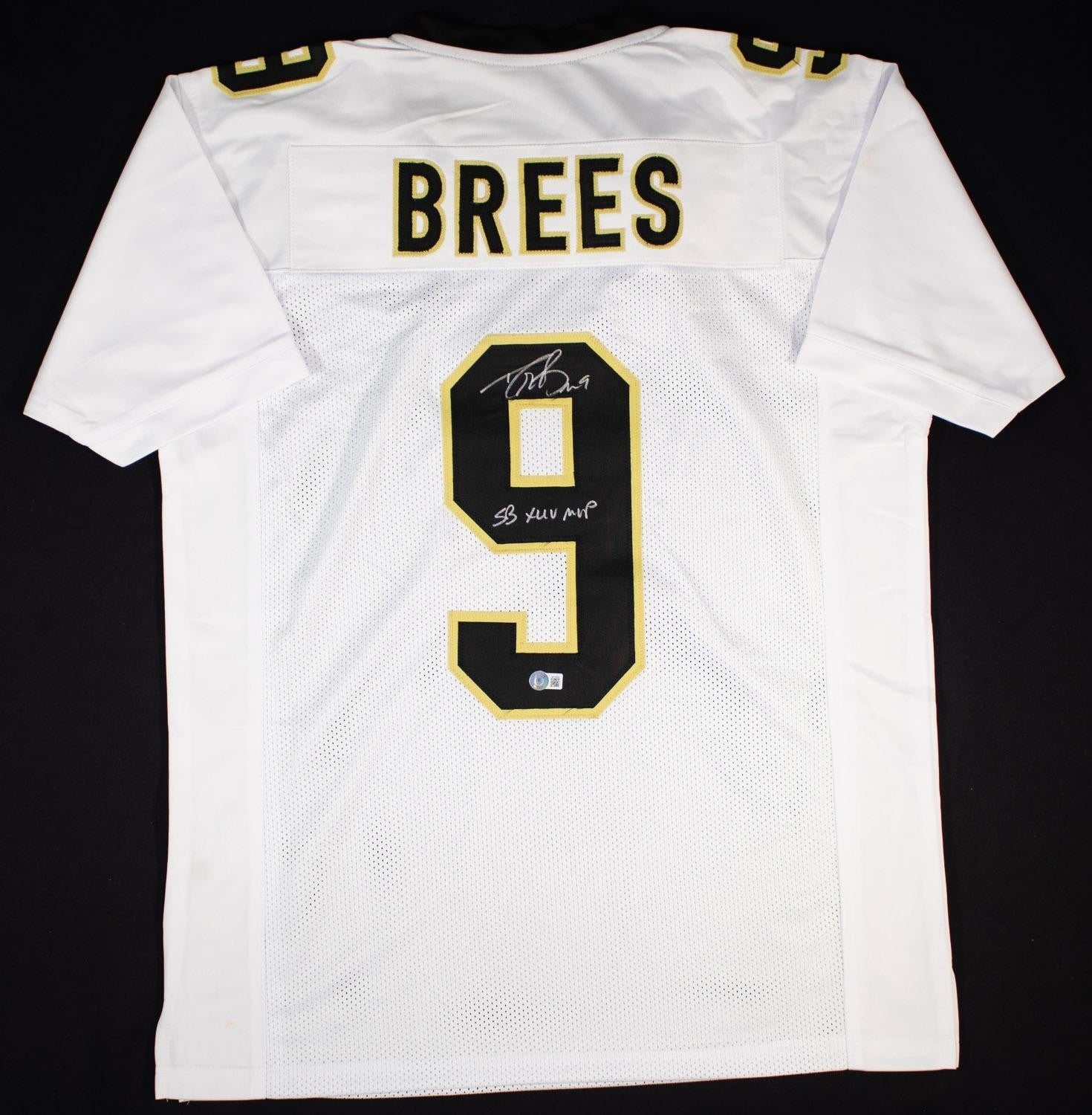 Drew Brees Autographed NO Saints Custom Jersey – Inscribed “SB XLIV MVP" Beckett