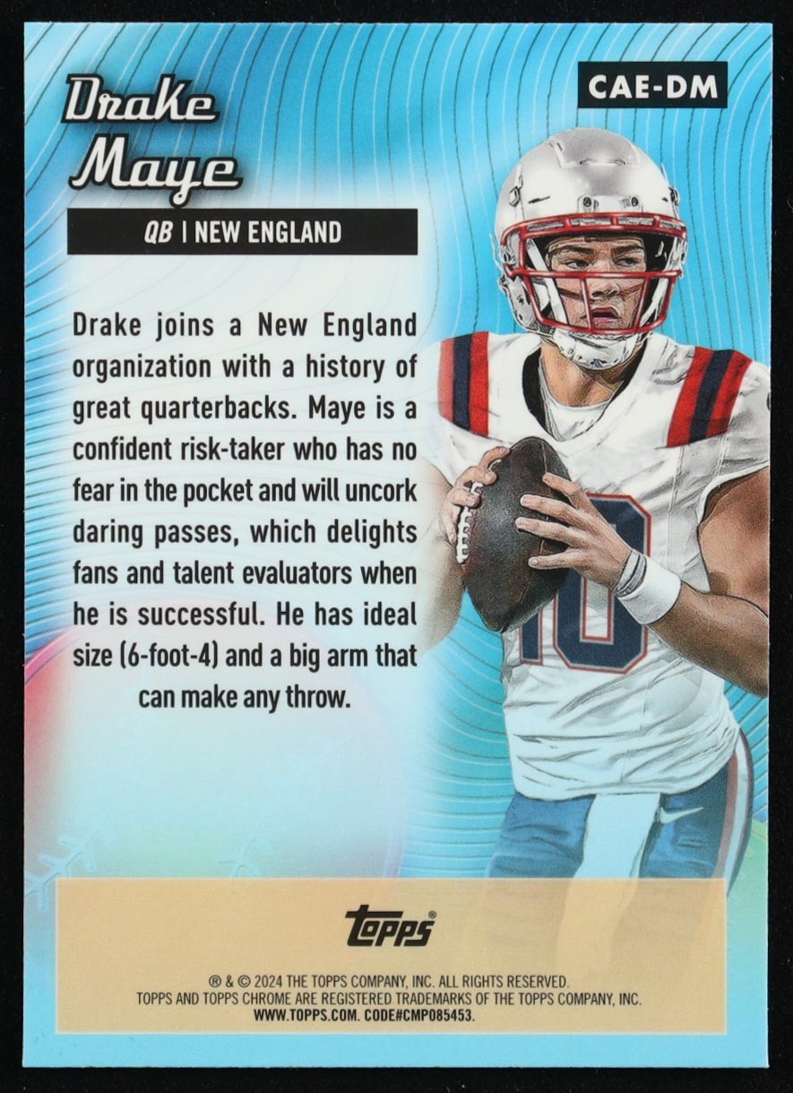 Drake Maye 2024 Topps Chrome All-Etch Xfractors #CAEDM RC – New England Patriots