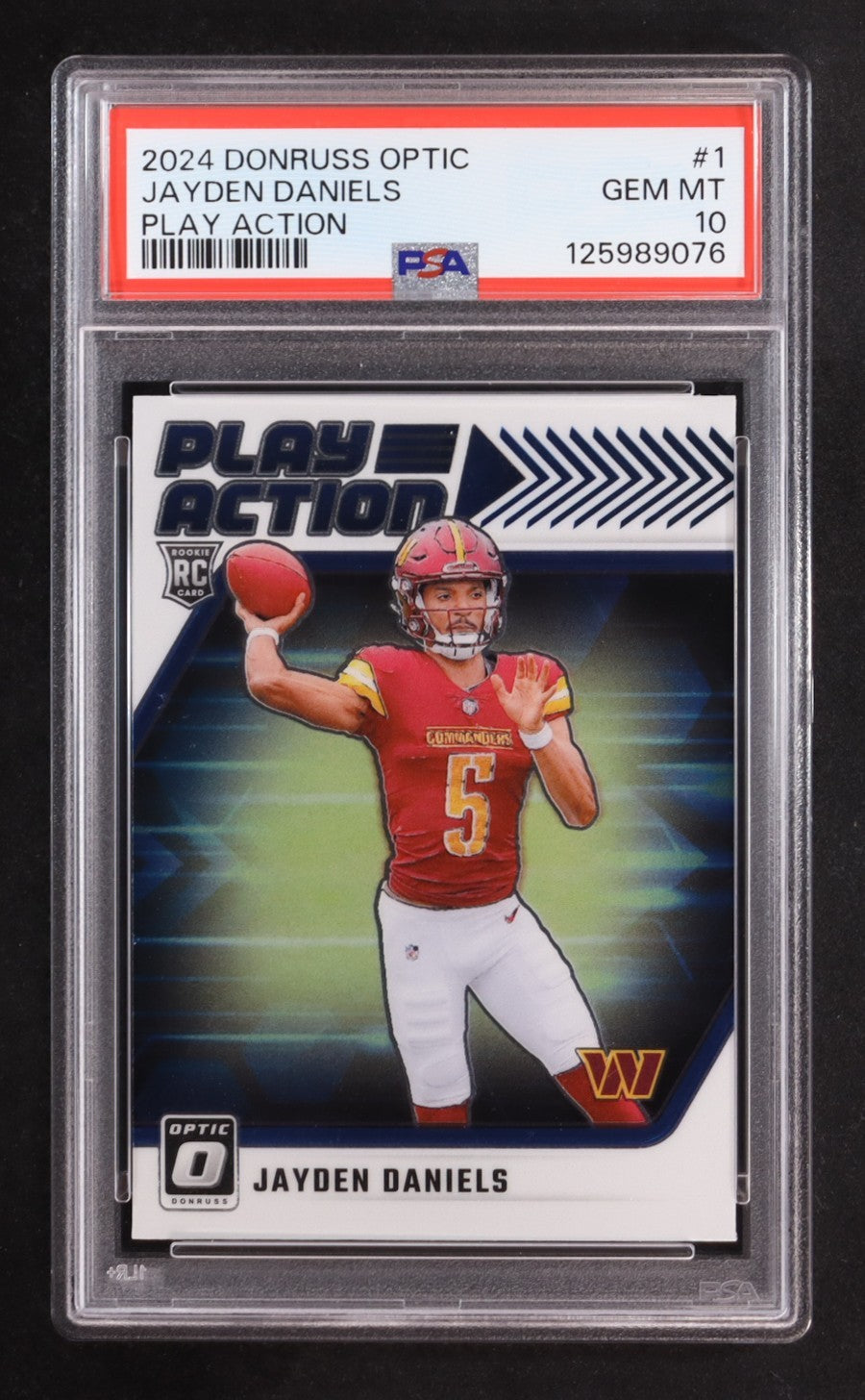 Jayden Daniels 2024 Donruss Optic Play Action #1 Rookie Card – PSA 10 Gem Mint