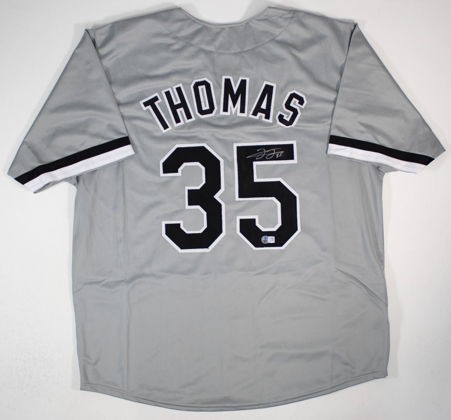 Frank Thomas Autographed Chicago White Sox Custom Jersey – Beckett Witness Certi