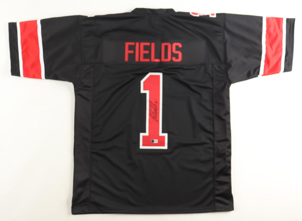 Justin Fields Signed Custom Black Alt Jersey Beckett COA Ohio State Buckeyes Autograph