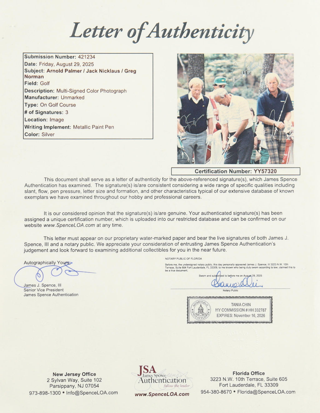 Arnold Palmer, Jack Nicklaus & Greg Norman Signed Custom Framed Photo Display - JSA COA