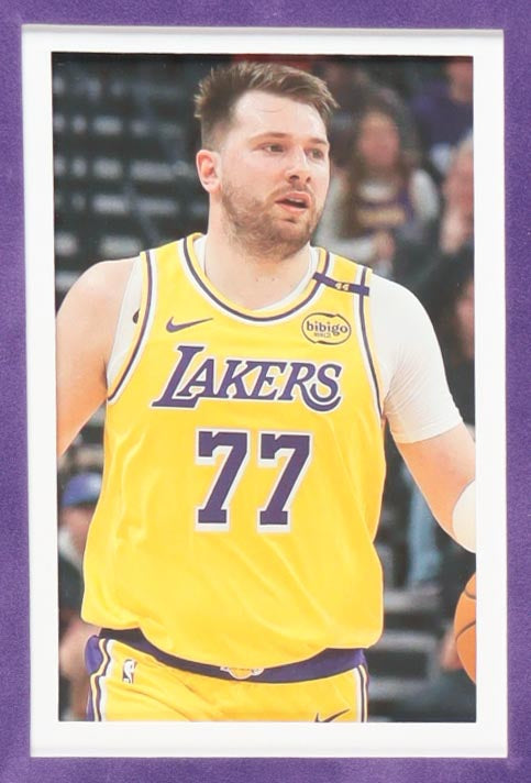 Luka Doncic Signed 34x42 Custom Framed Los Angeles Lakers #77 Nike Jersey Display — JSA COA