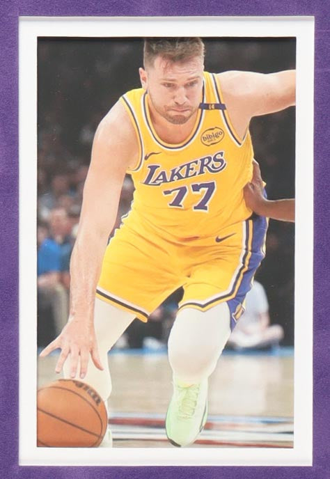 Luka Doncic Signed 34x42 Custom Framed Los Angeles Lakers #77 Nike Jersey Display — JSA COA