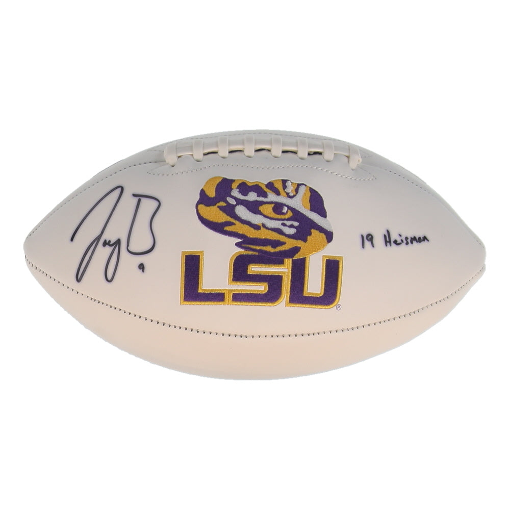 Joe Burrow Signed LSU Tigers Logo Football Inscribed 19 Heisman Fanatics Hologram COA