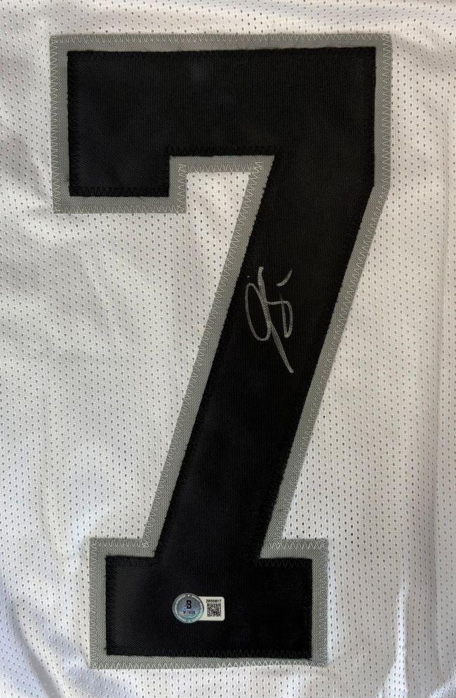 Geno Smith Signed Custom Jersey Beckett COA Las Vegas Raiders White Autograph